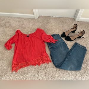 Peachy Pink Crochet Style Top